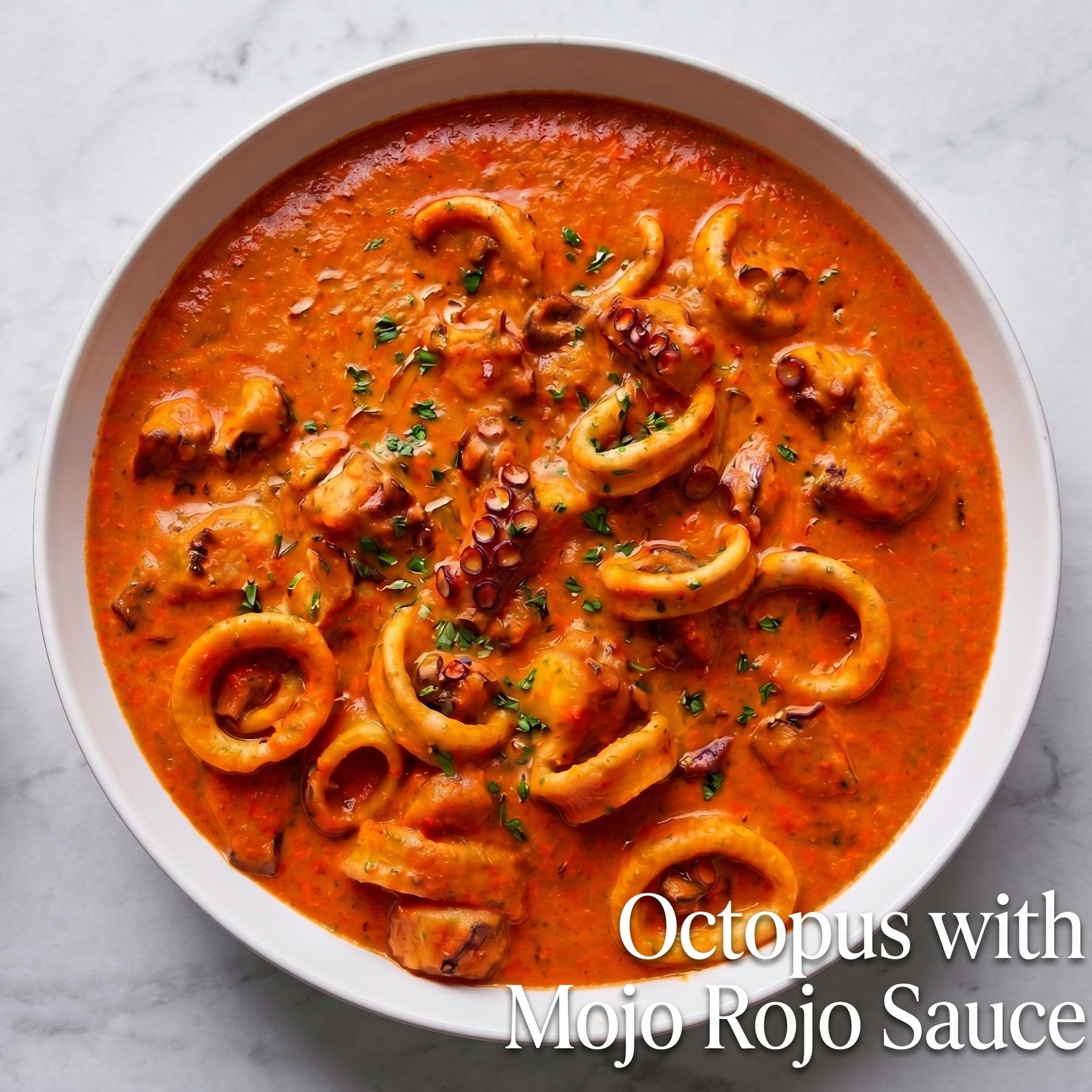 A quick Mediterranean escape for dinner tonight. 

• Octopus with Mojo Rojo Sauce: Inspired by the octopus dish at @merc
